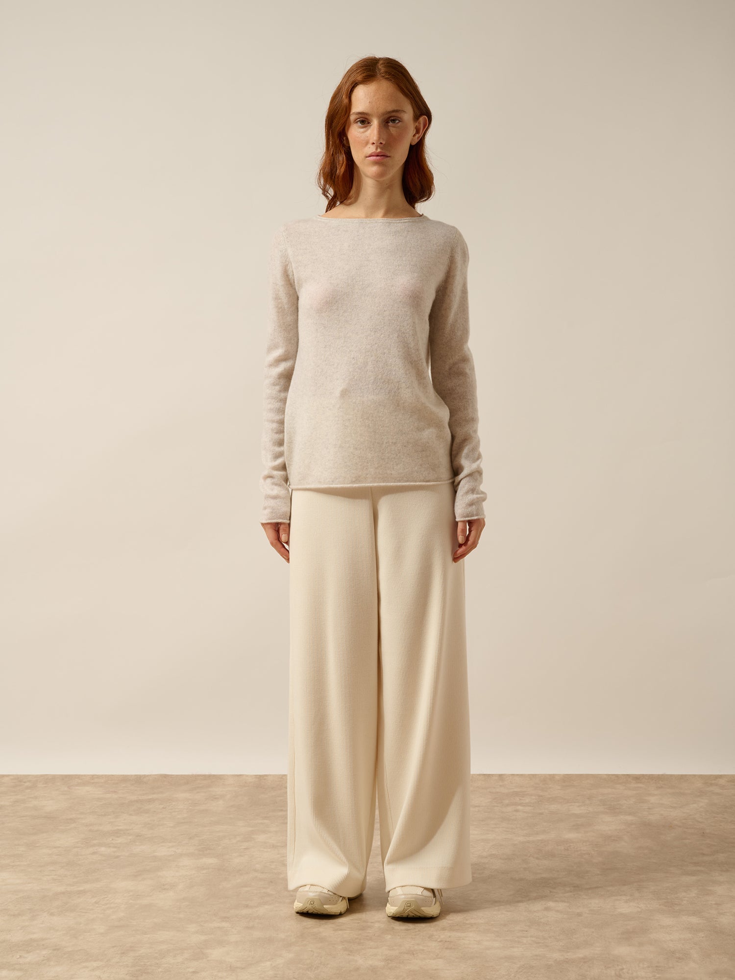 GRACE pull col bateau gris perle chiné