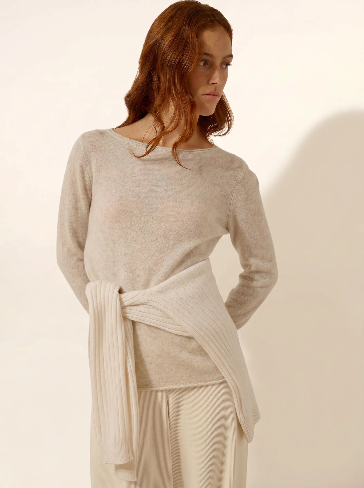GRACE pullover u-boot-ausschnitt perlgrau meliert