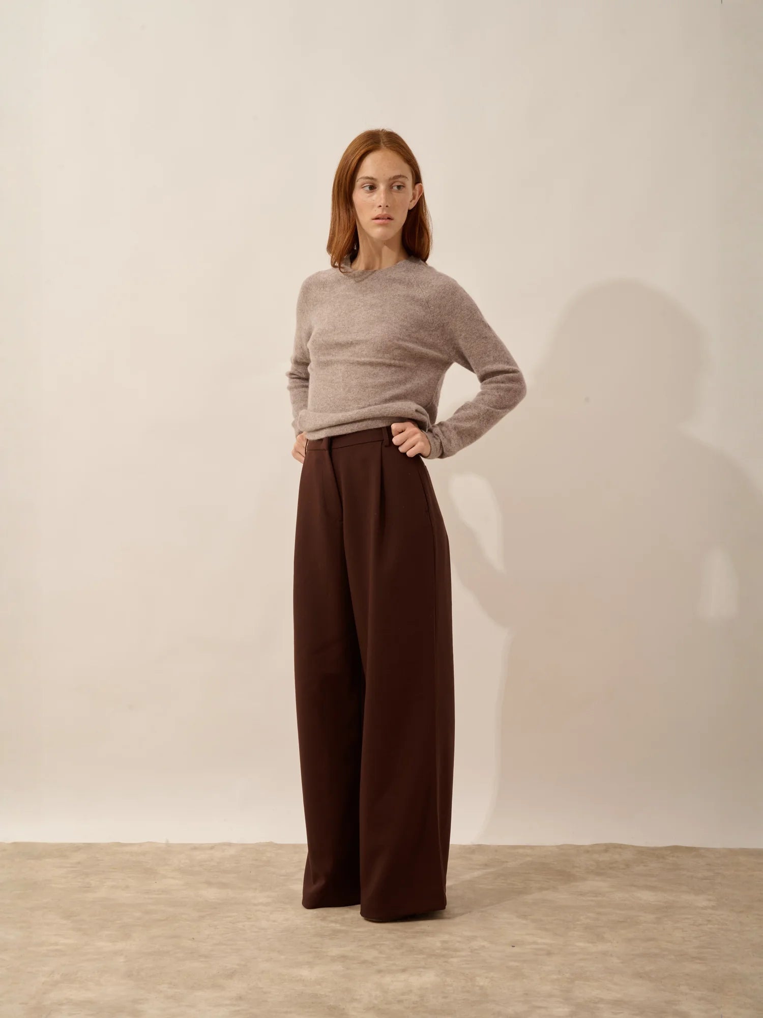 JANE pullover rundhalsausschnitt caribou meliert