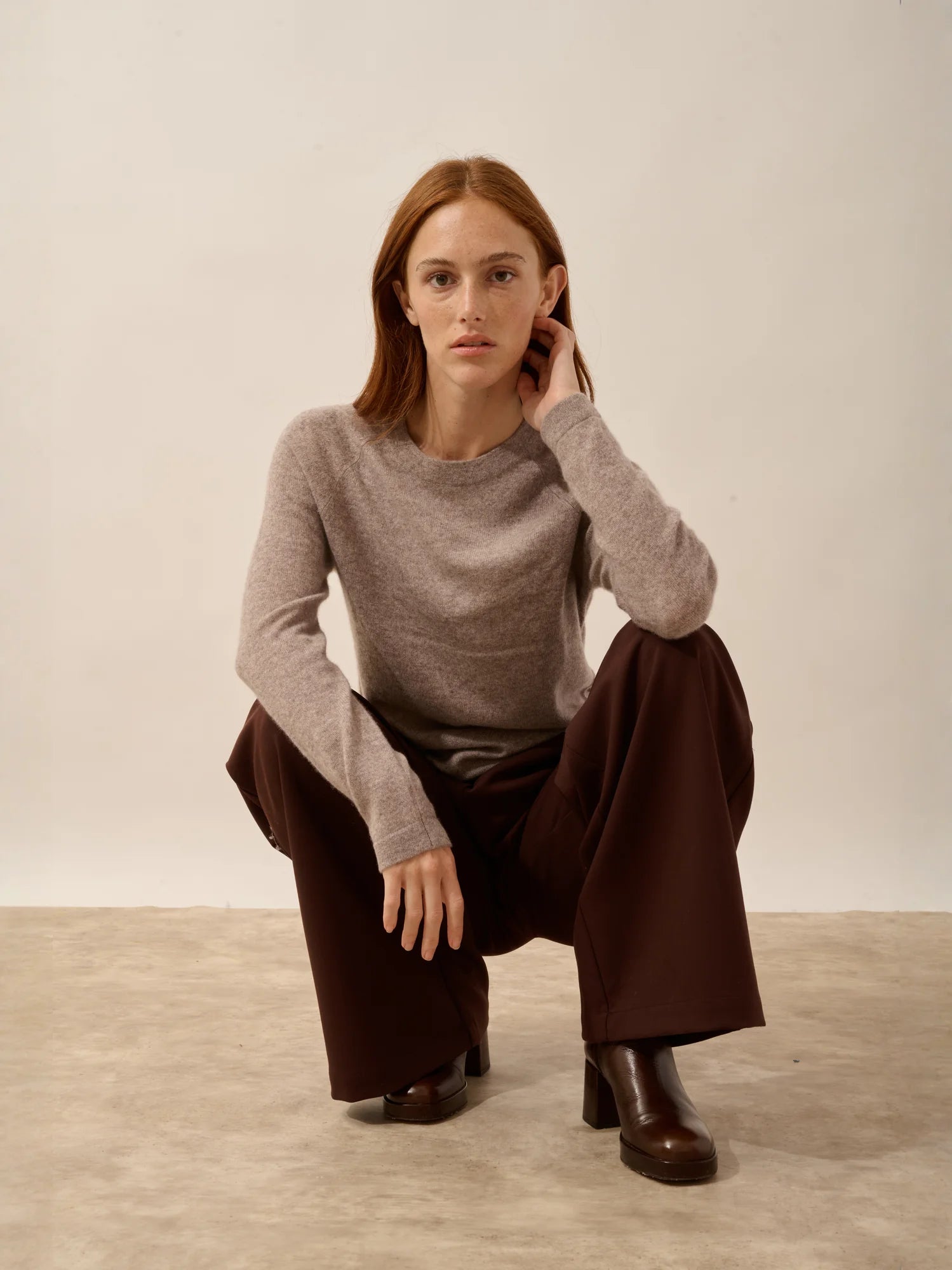 JANE pullover rundhalsausschnitt caribou meliert