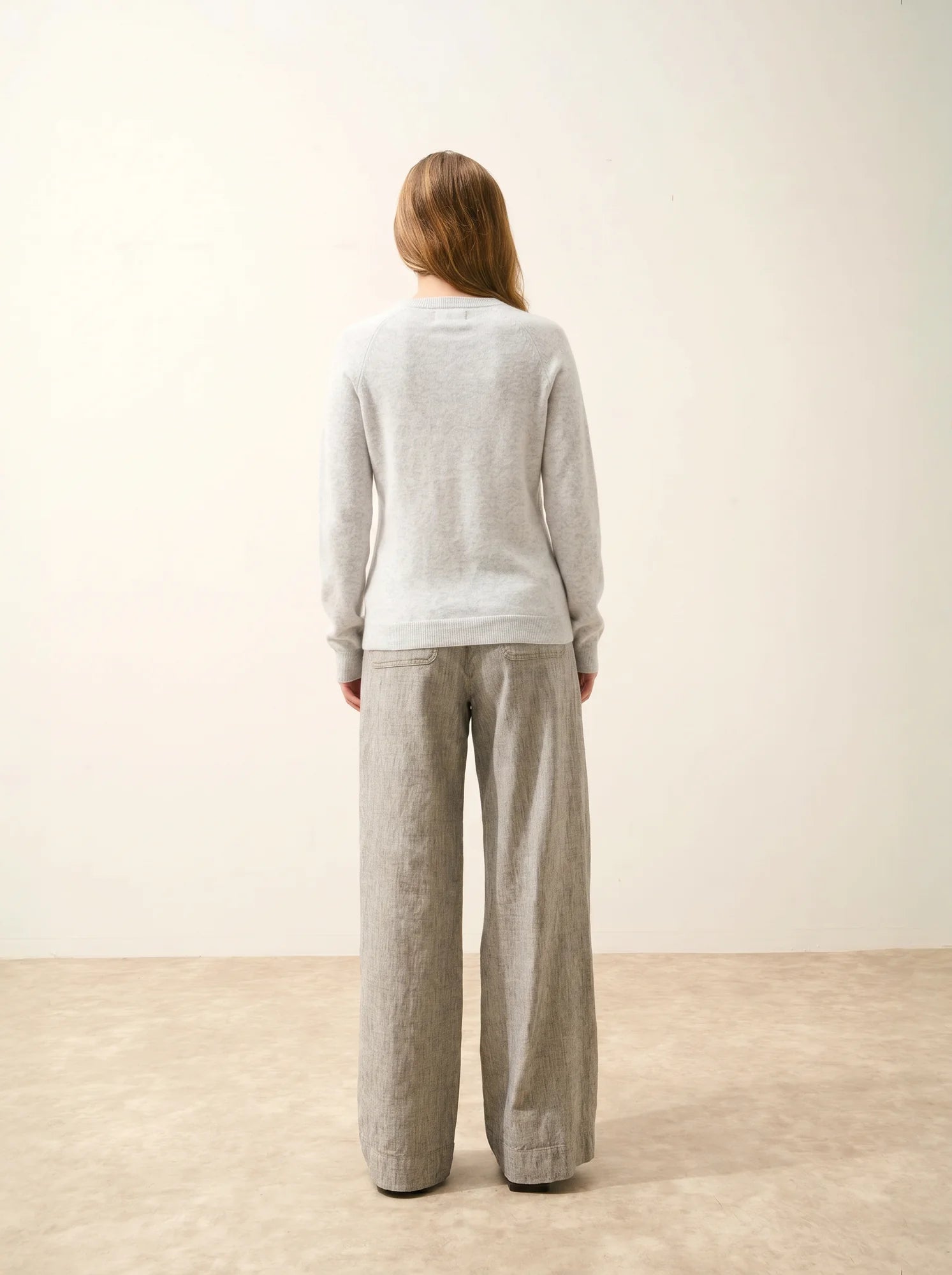 JANE pull col rond gris perle chiné