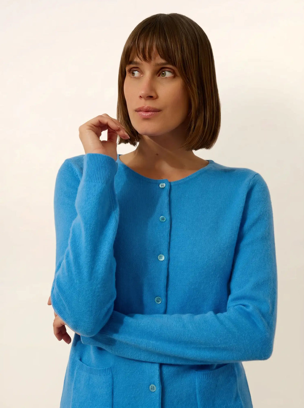 KATHARINE strickjacke rundhalsausschnitt bleuet
