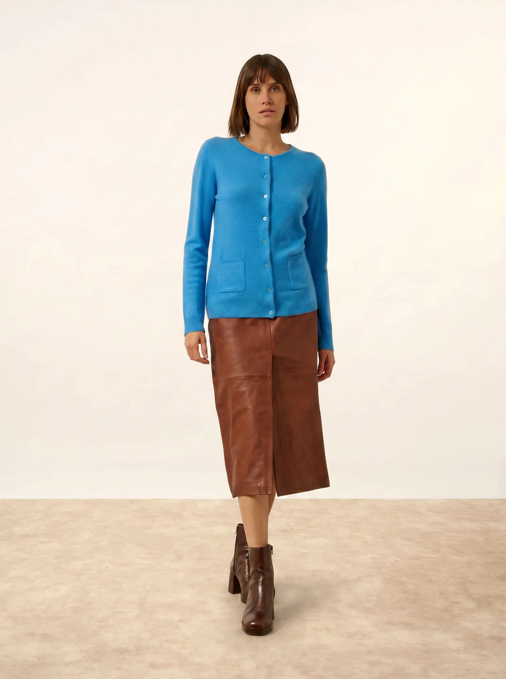 KATHARINE strickjacke rundhalsausschnitt bleuet