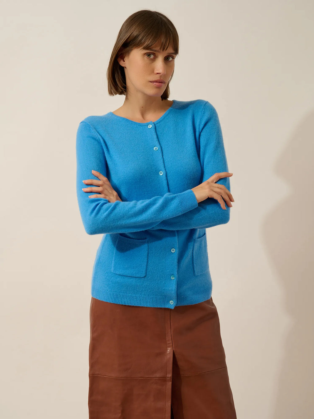 KATHARINE strickjacke rundhalsausschnitt bleuet