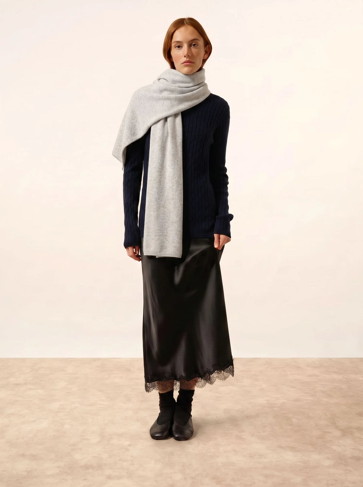 SPENCER écharpe gris perle chiné