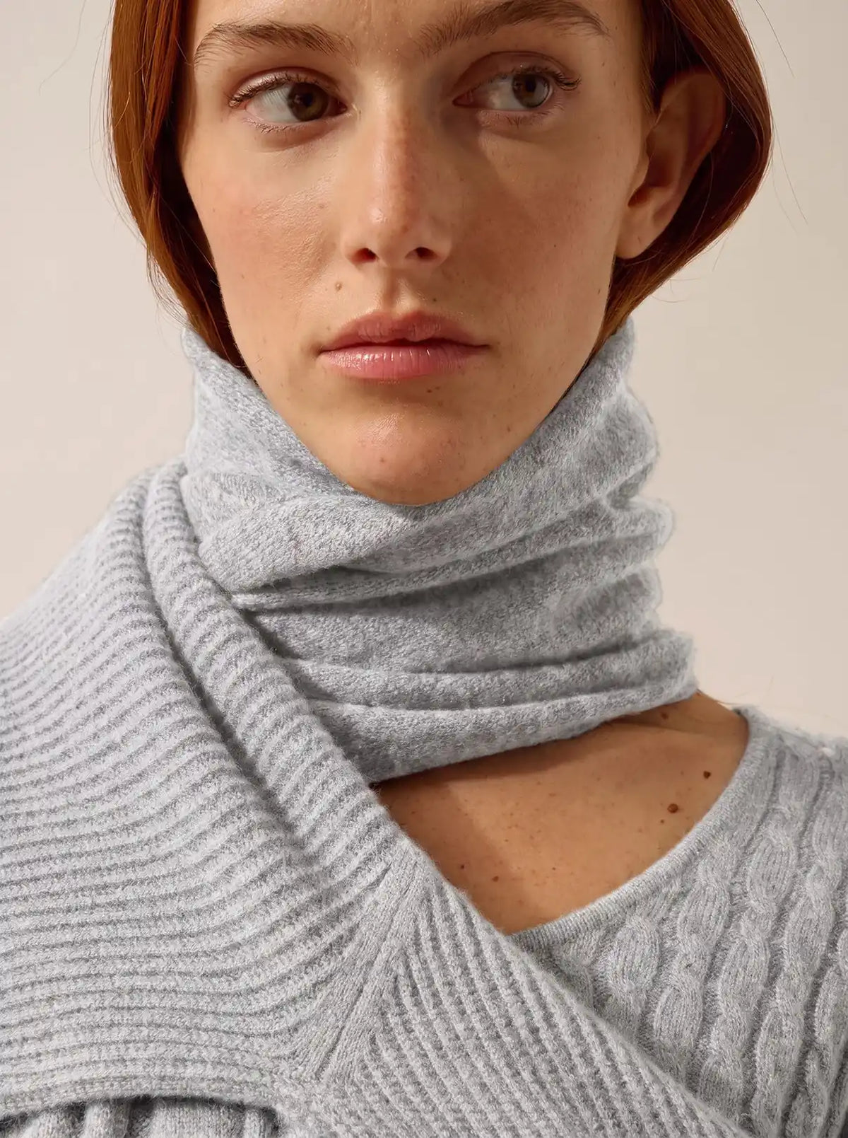 SPENCER écharpe gris perle chiné