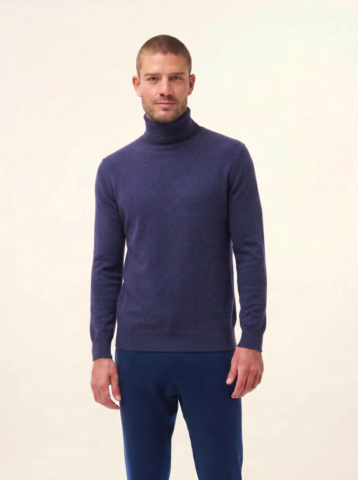 CONNOR pullover rollkragen violett grau meliert