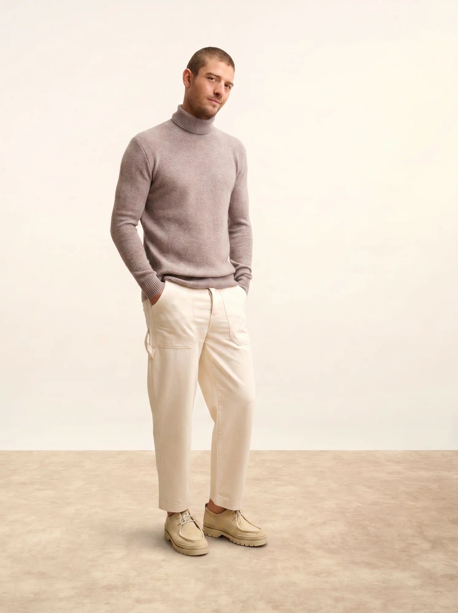 SACHA pullover rollkragen 4-fädig caribou meliert