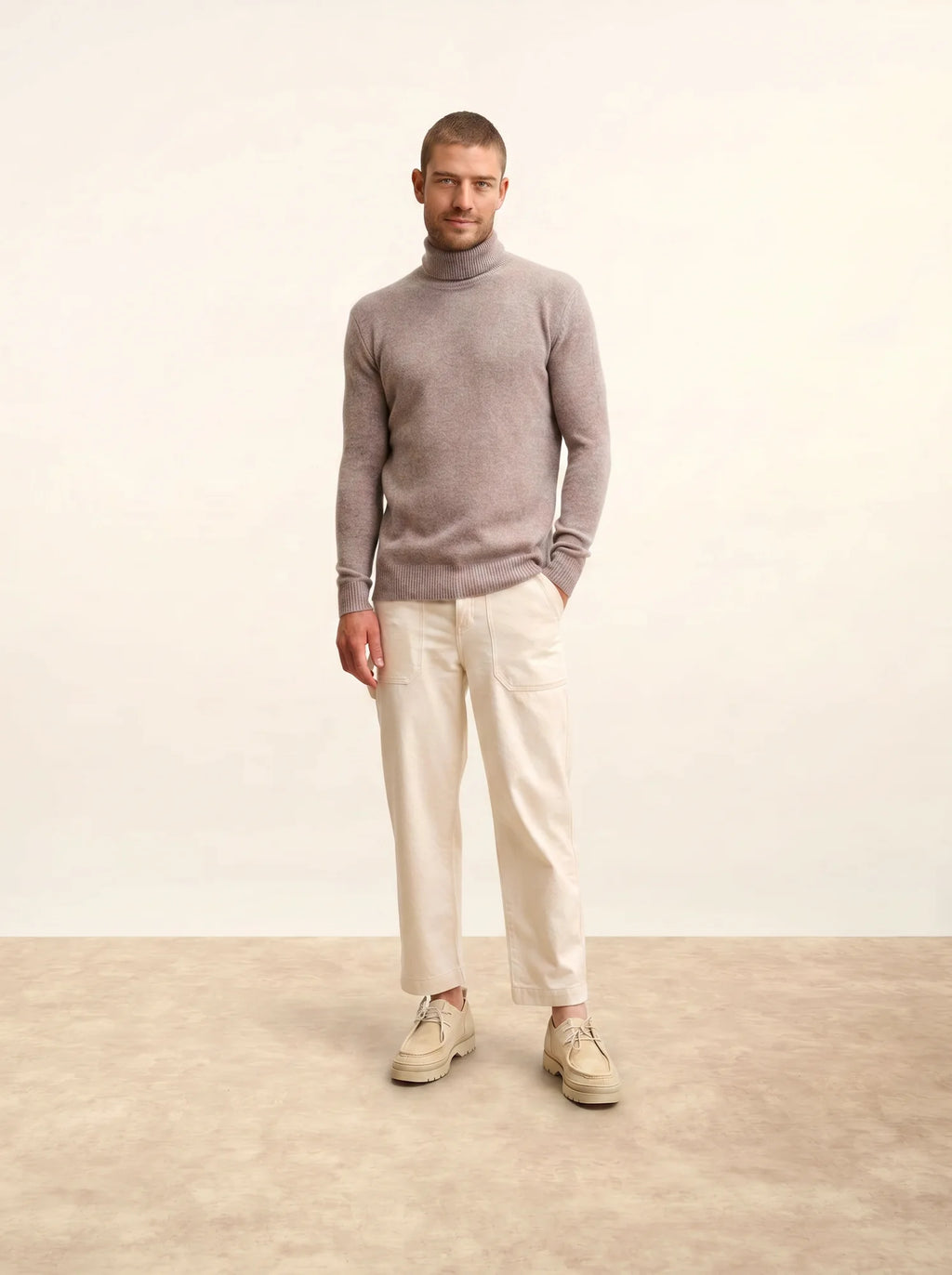 SACHA pullover rollkragen 4-fädig caribou meliert