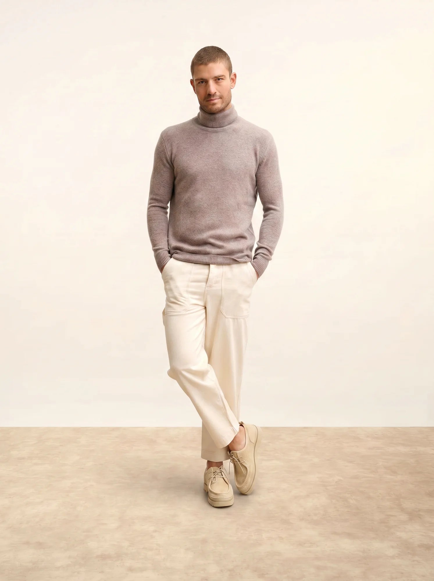 SACHA pullover rollkragen 4-fädig caribou meliert