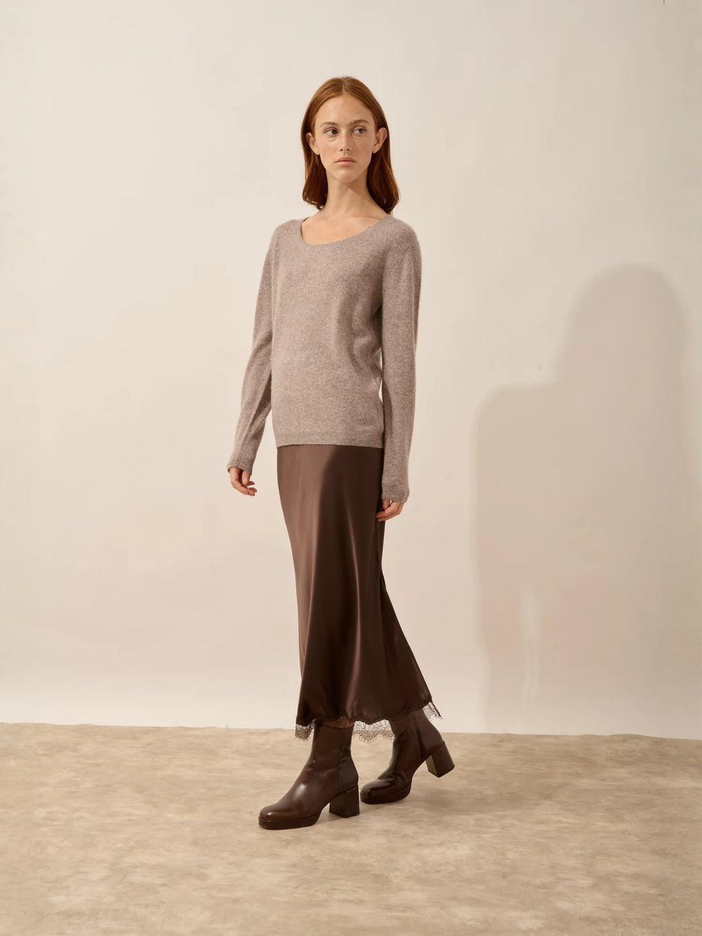 FIONA pullover rundhalsausschnitt caribou meliert