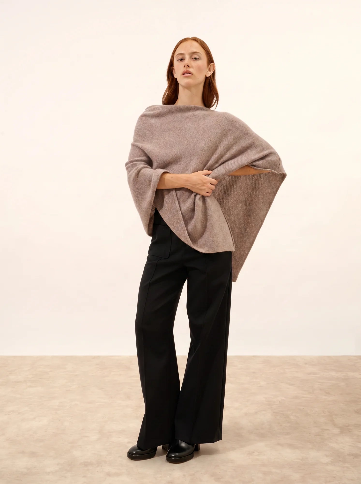 SALLY poncho 4-fädig caribou meliert