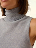 VIOLET pullover rollkragen ärmellos blau elfenbein