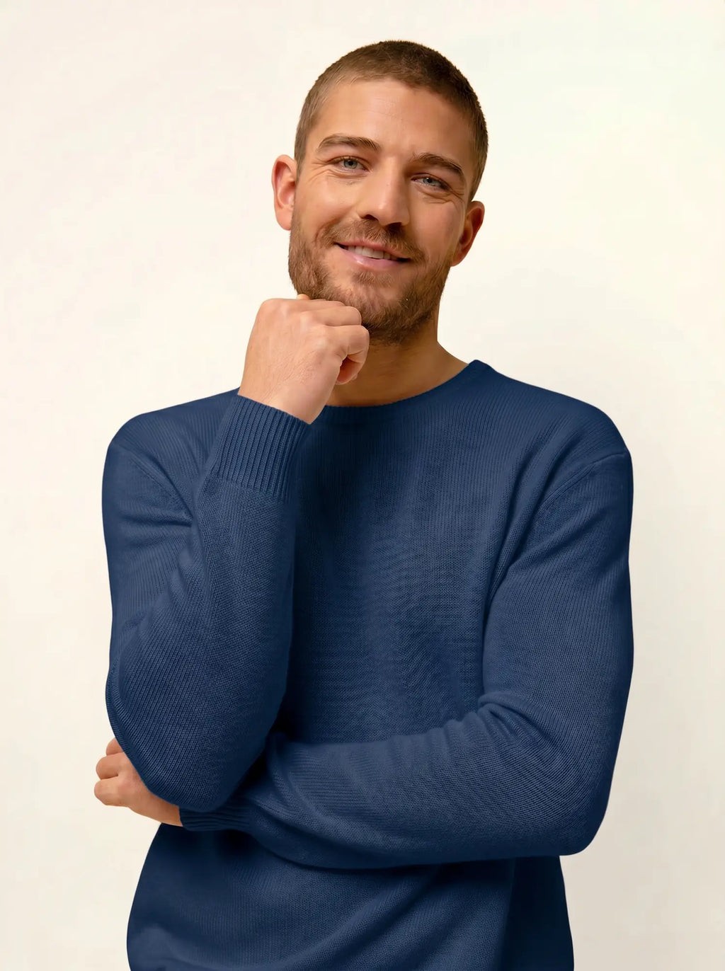 GABIN pullover rundhalsausschnitt 4-fädig blau perse