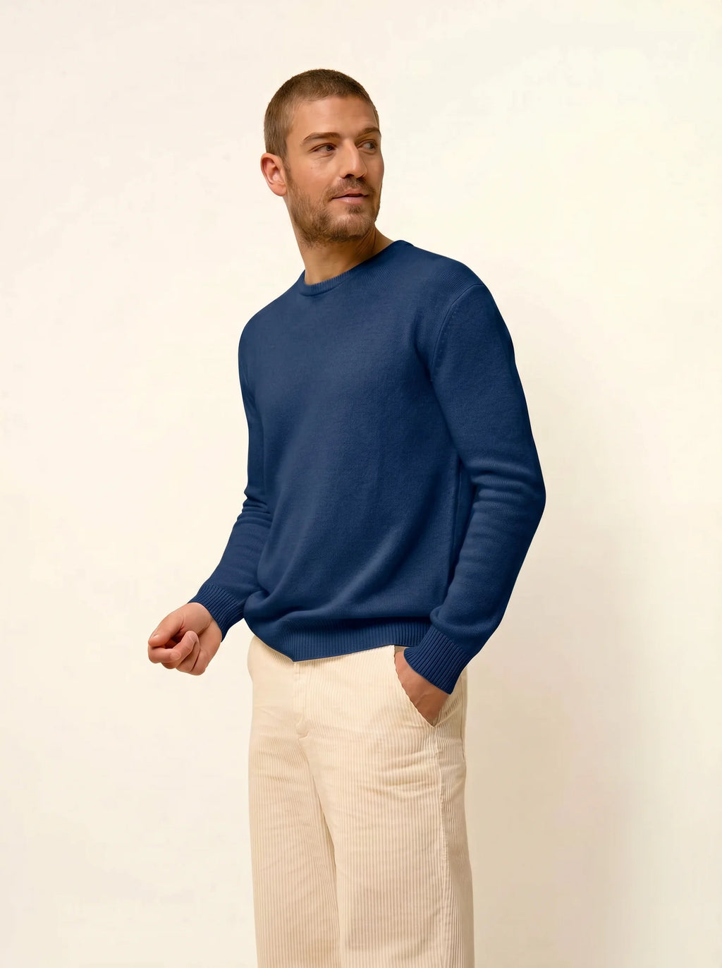 GABIN pullover rundhalsausschnitt 4-fädig blau perse