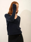ABBY pullover v-ausschnitt 4-fädig caviar