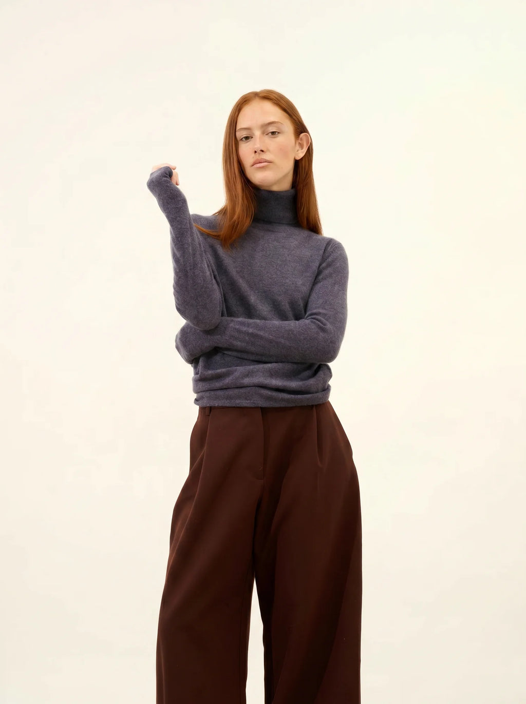 AVA pullover rollkragen violett grau meliert