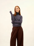 AVA pullover rollkragen violett grau meliert