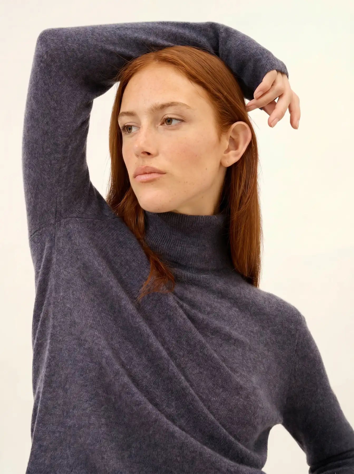 AVA pullover rollkragen violett grau meliert
