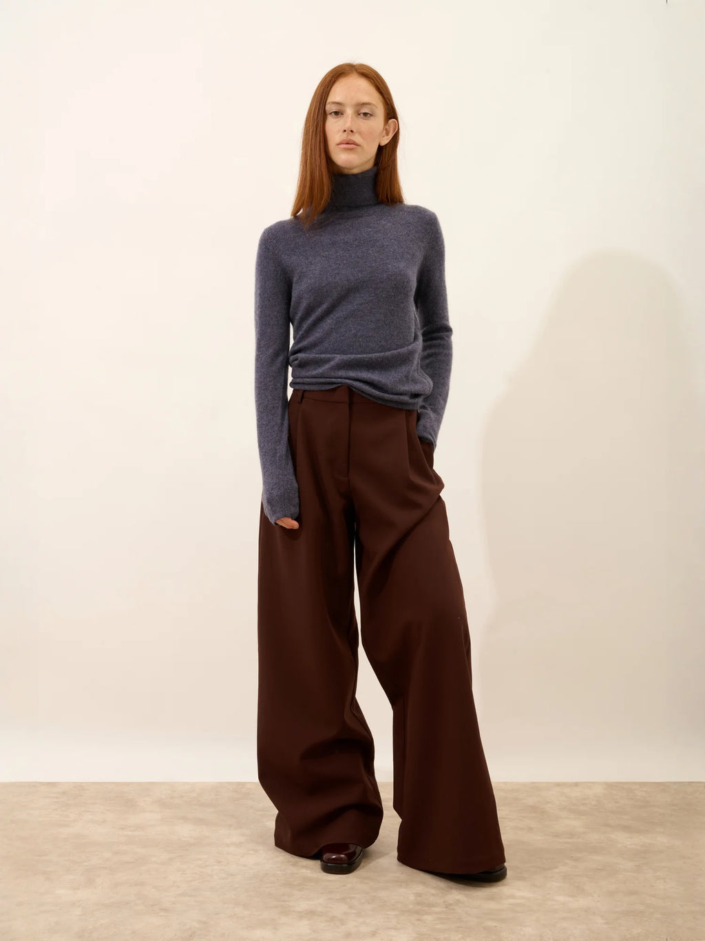 AVA pullover rollkragen violett grau meliert