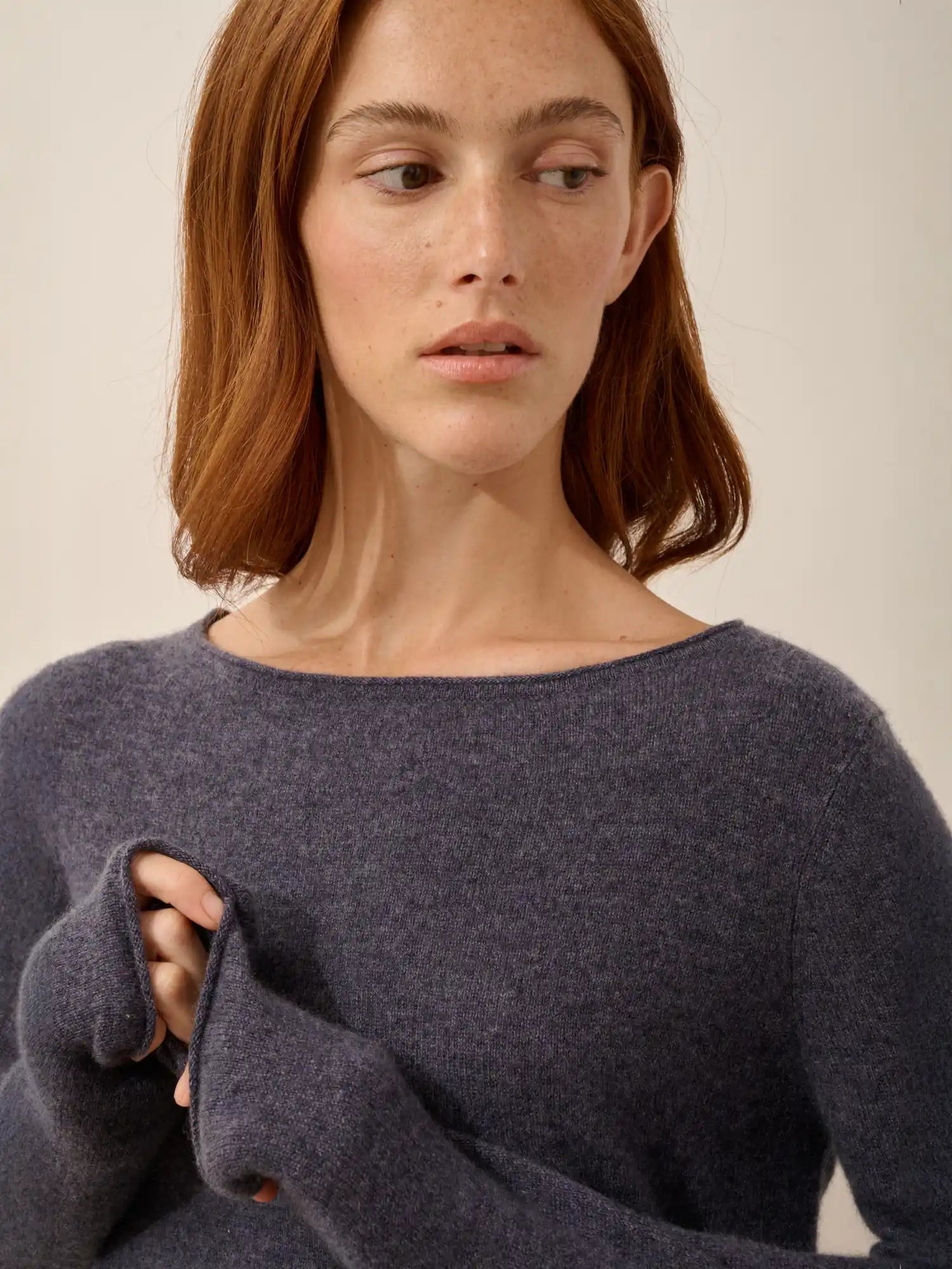 GRACE pullover u-boot-ausschnitt violett grau meliert