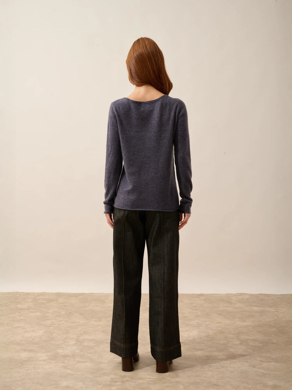 GRACE pullover u-boot-ausschnitt violett grau meliert