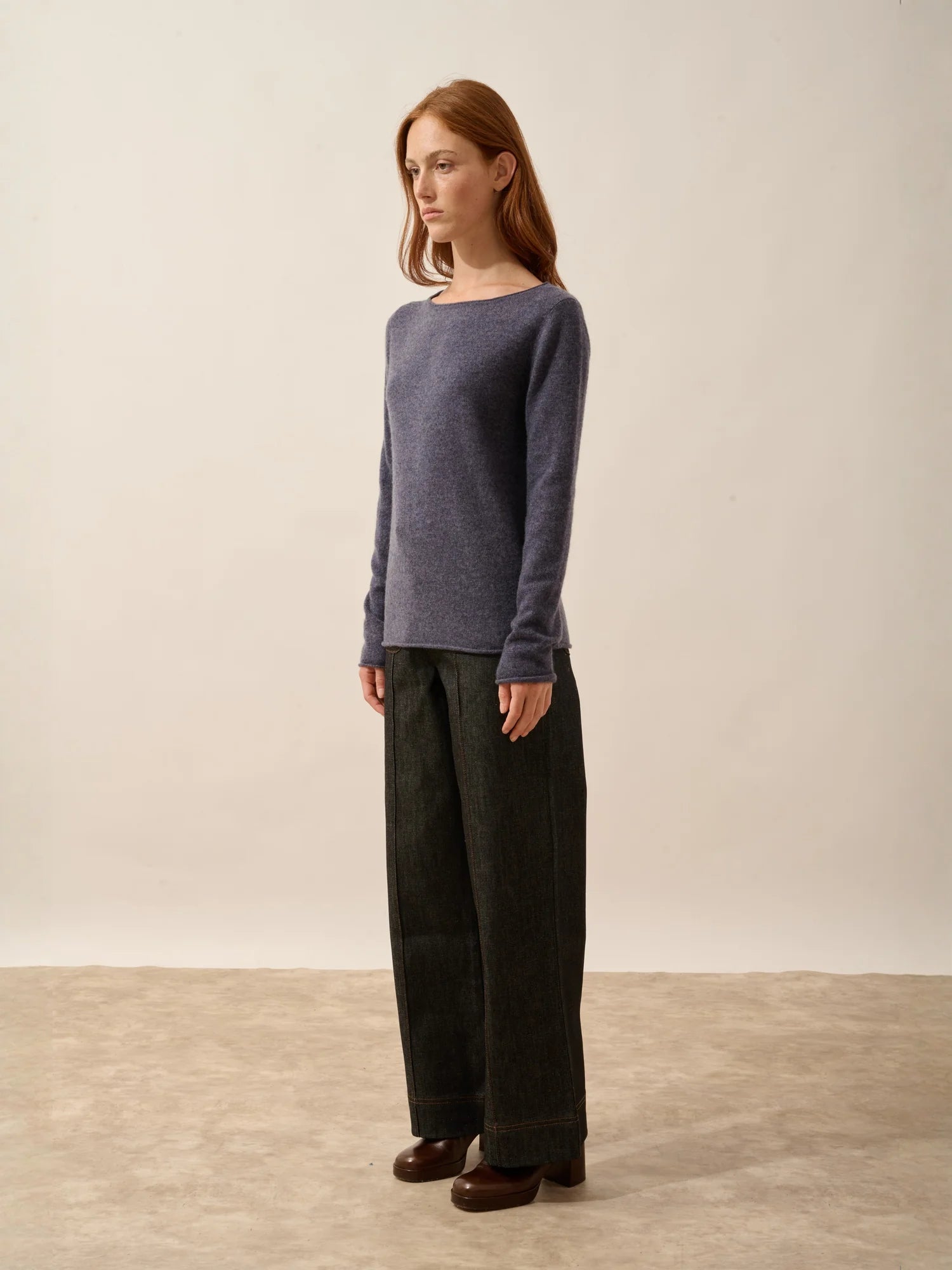 GRACE pullover u-boot-ausschnitt violett grau meliert