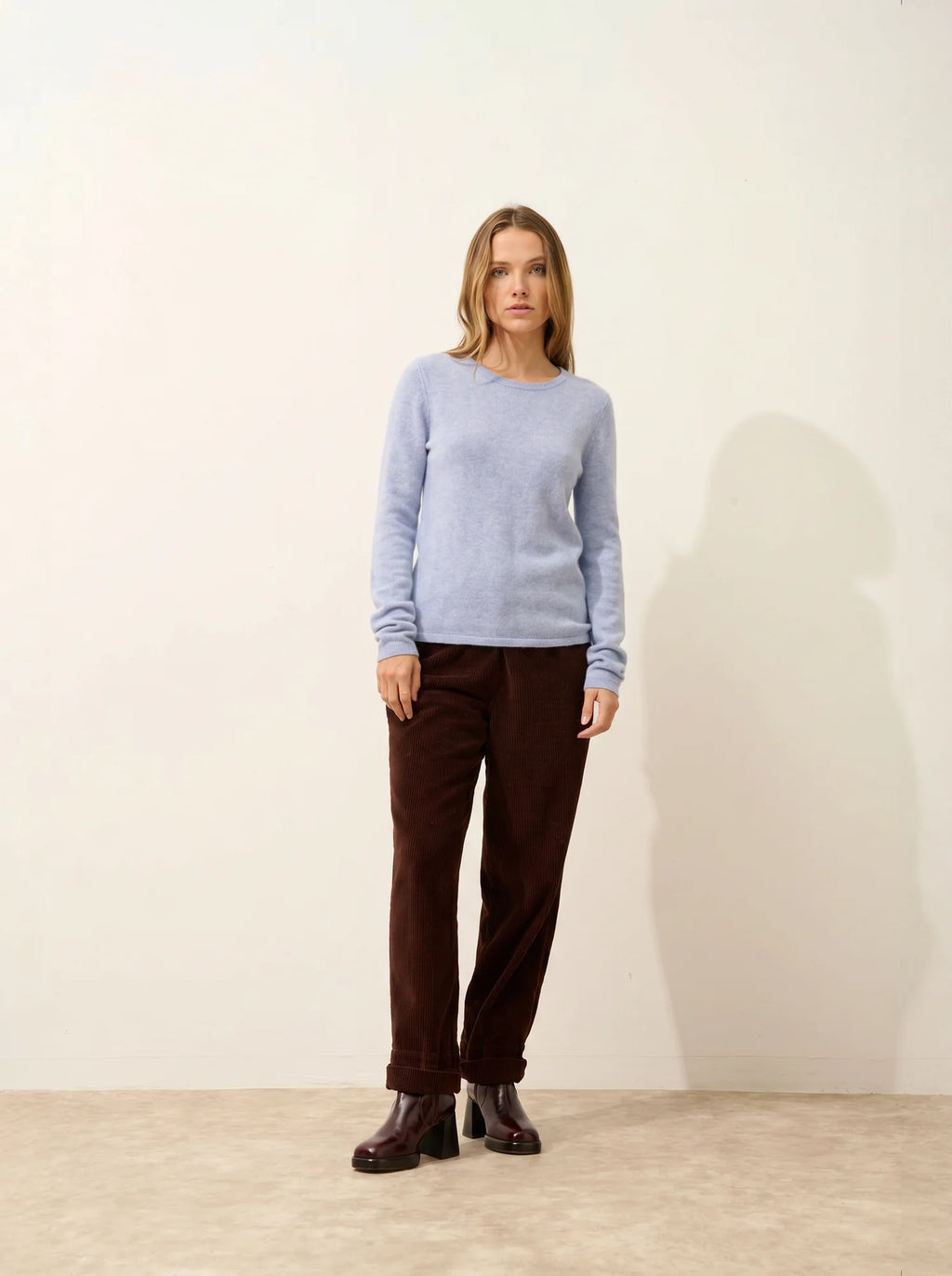 JOYCE pullover rundhalsausschnitt 4-fädig blau dragée meliert