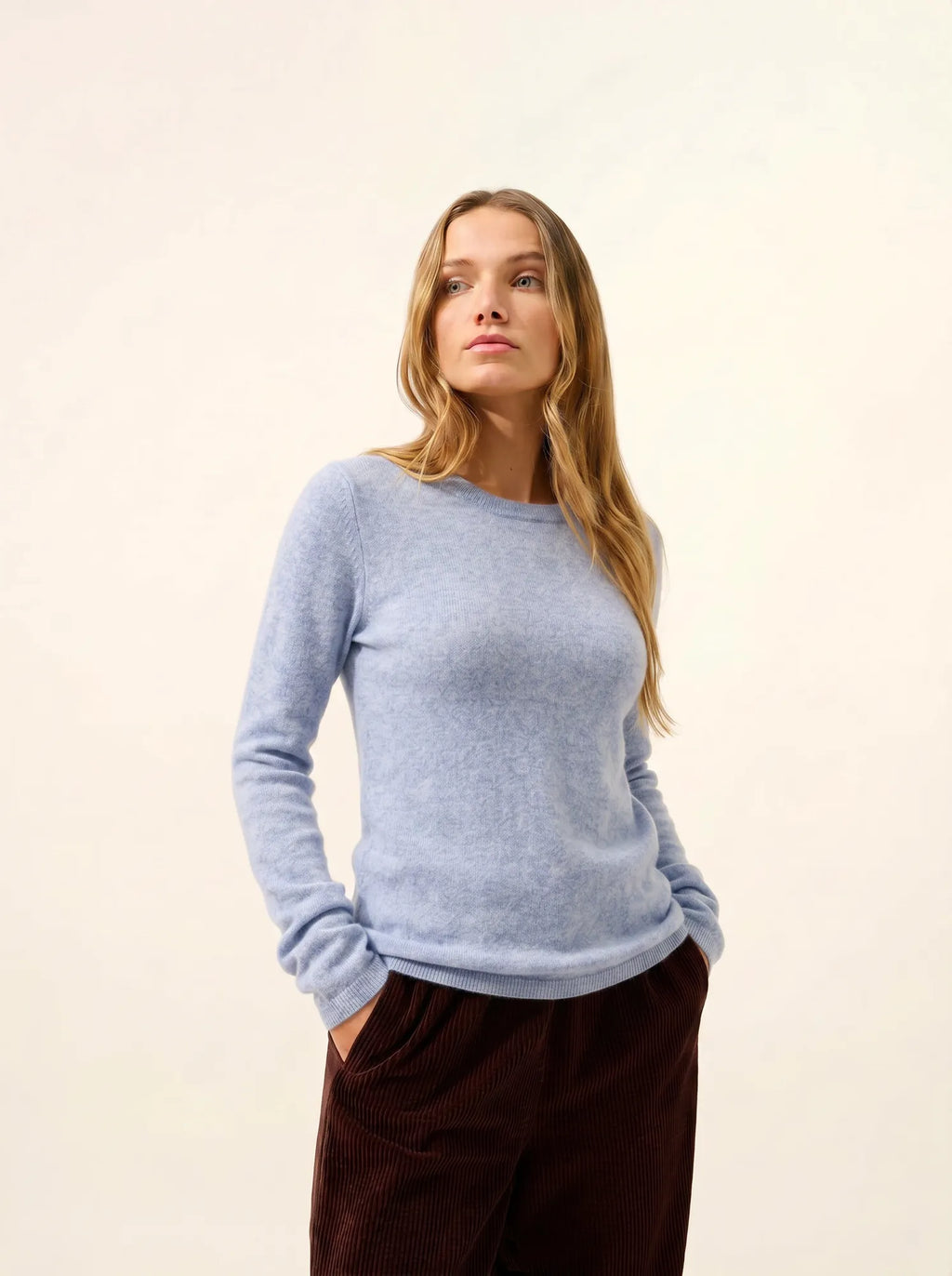JOYCE pullover rundhalsausschnitt 4-fädig blau dragée meliert