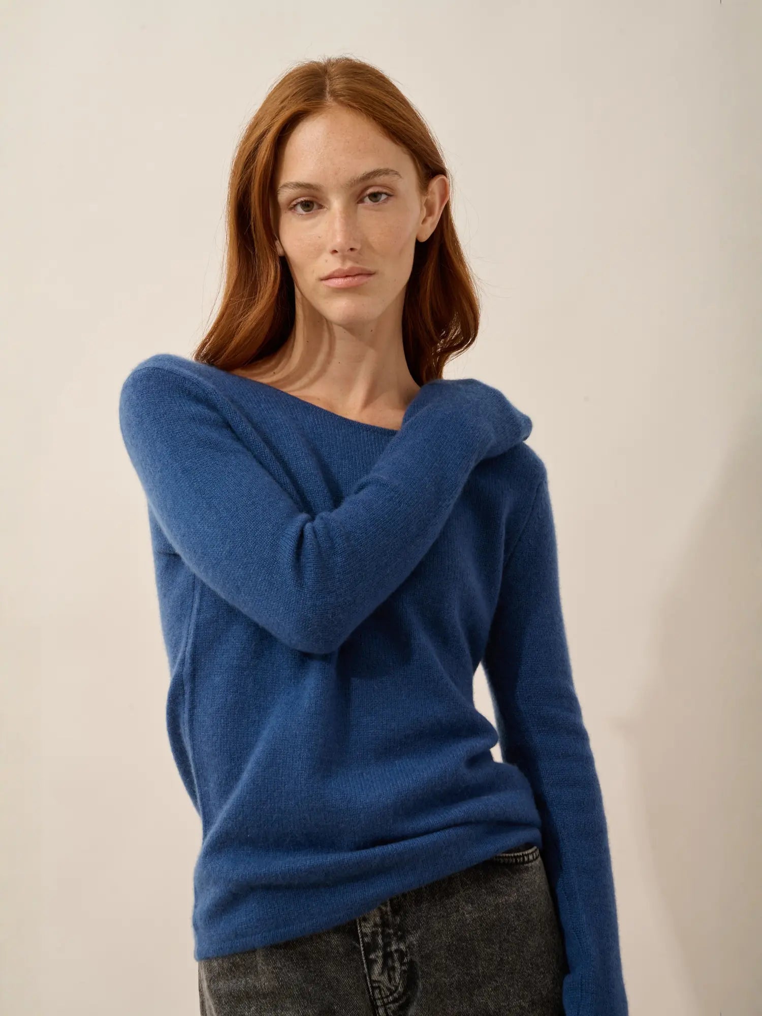 JOYCE pullover rundhalsausschnitt 4-fädig blau perse