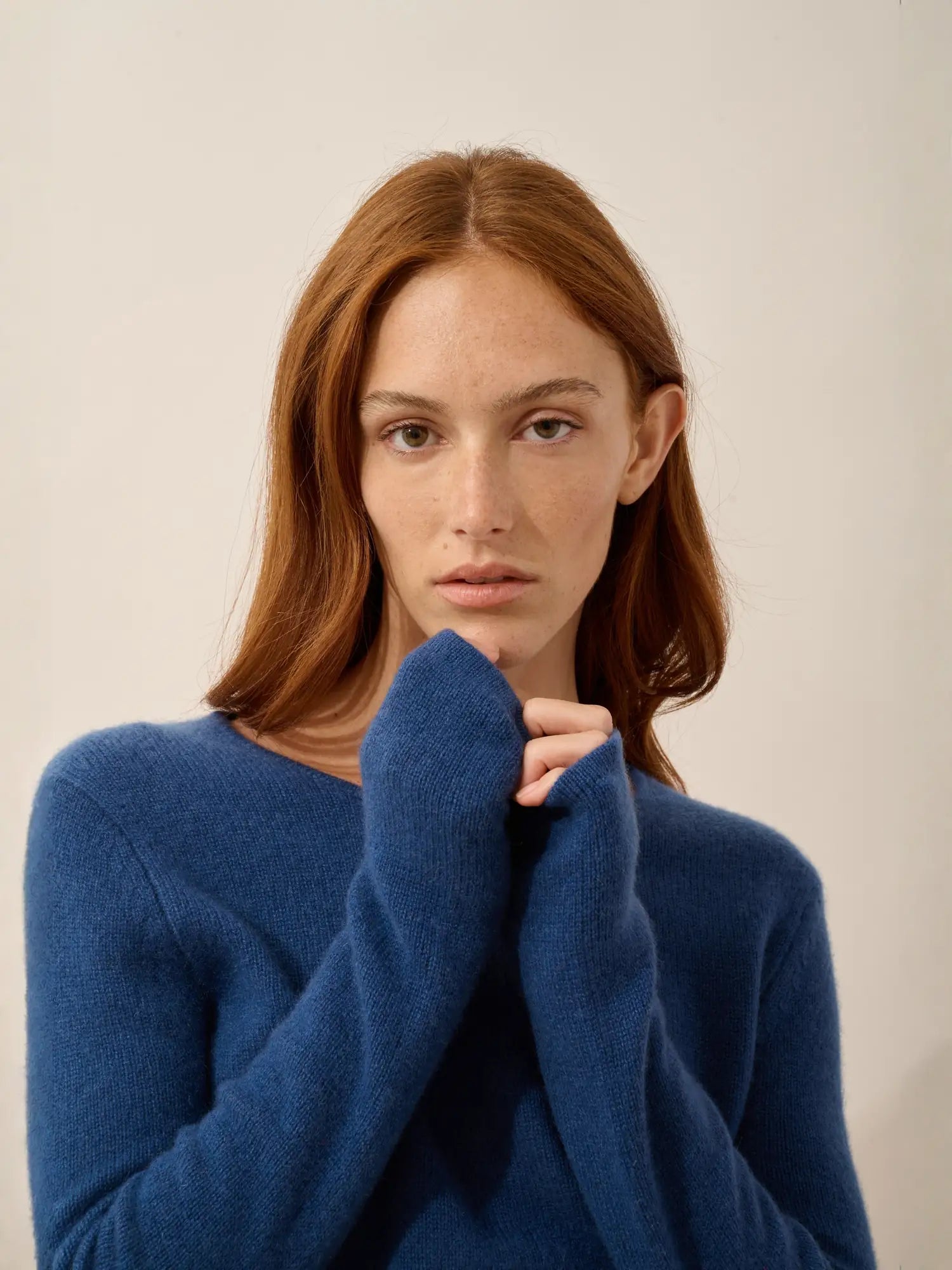 JOYCE pullover rundhalsausschnitt 4-fädig blau perse