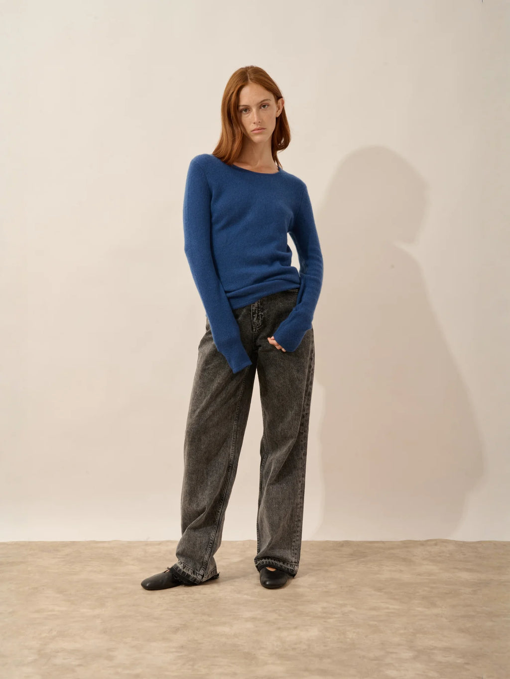 JOYCE pullover rundhalsausschnitt 4-fädig blau perse