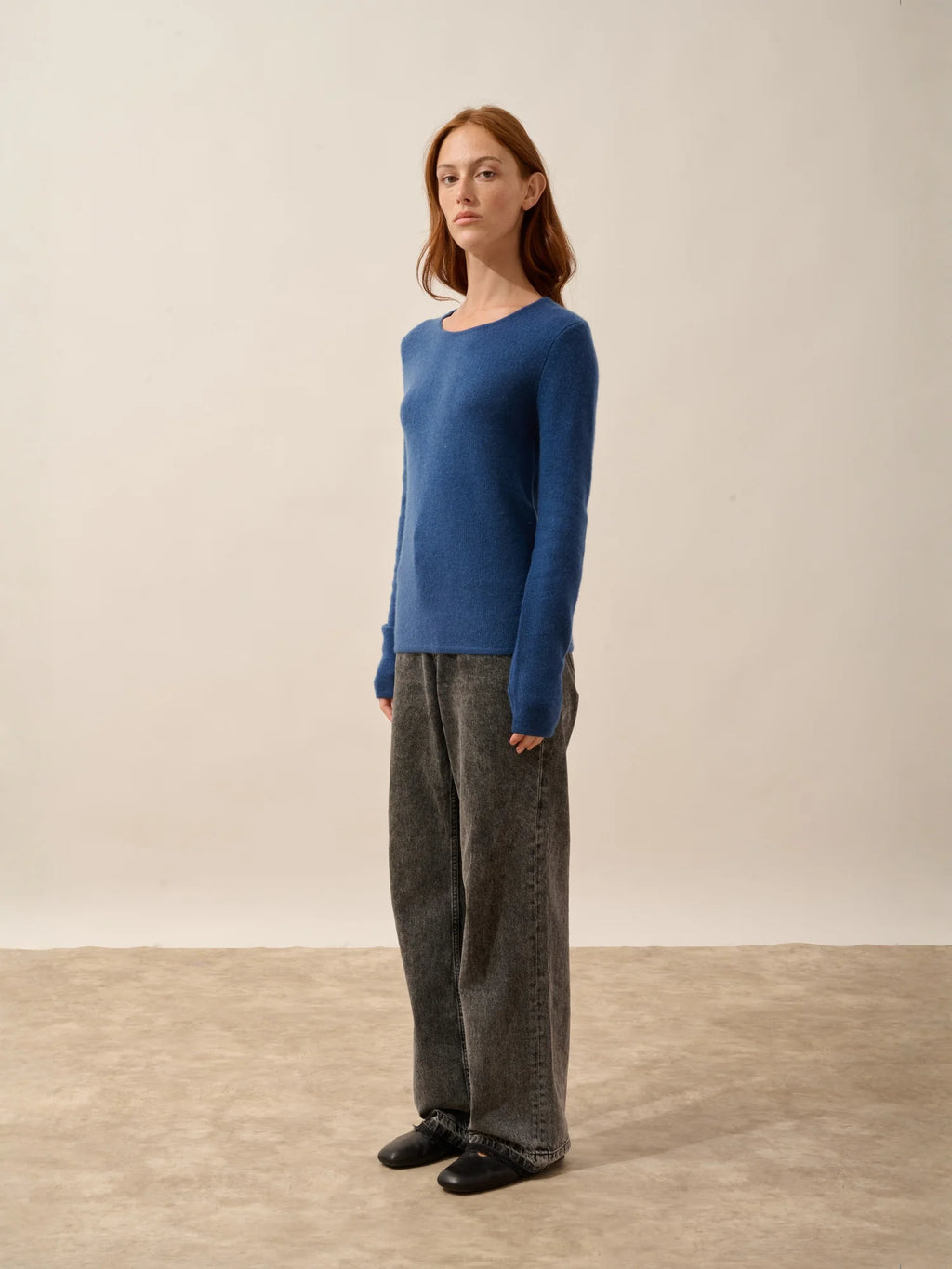 JOYCE pullover rundhalsausschnitt 4-fädig blau perse