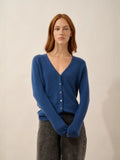 NORMA strickjacke v-ausschnitt blau perse