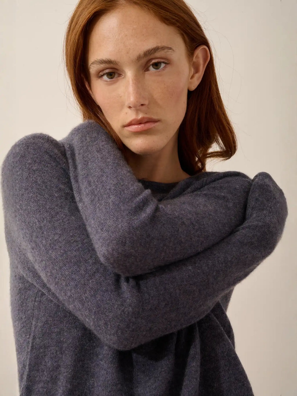 JANE pullover rundhalsausschnitt violett grau meliert
