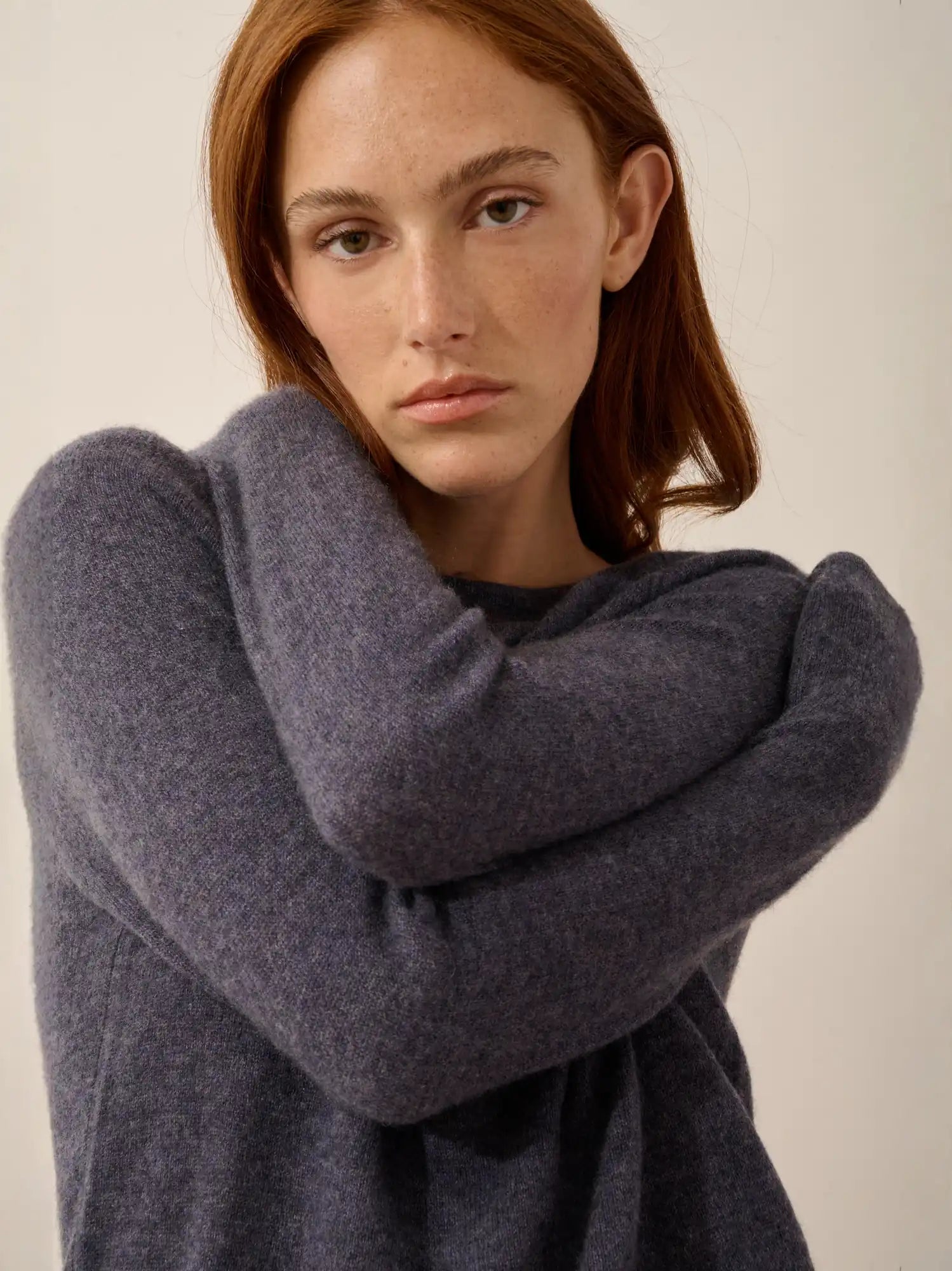 JANE pullover rundhalsausschnitt violett grau meliert