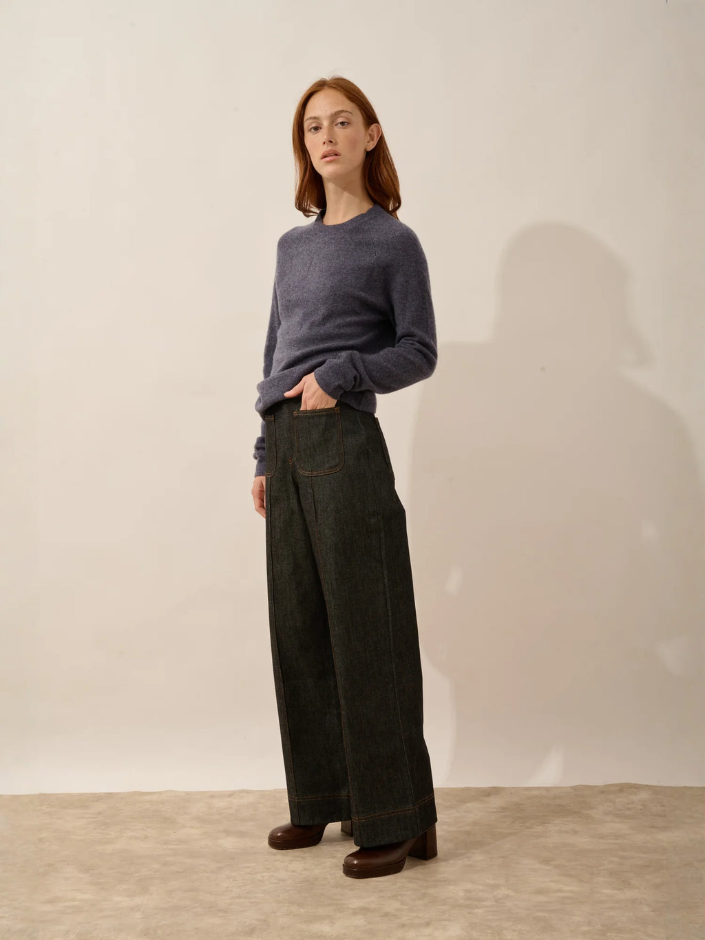 JANE pullover rundhalsausschnitt violett grau meliert