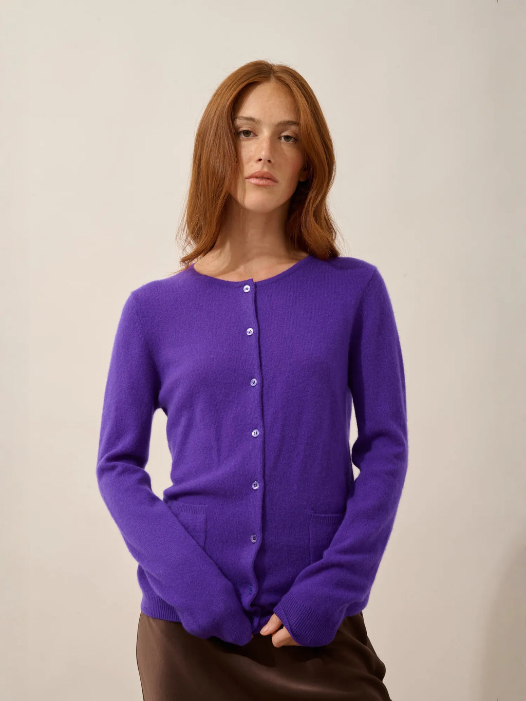 KATHARINE strickjacke rundhalsausschnitt gentiane