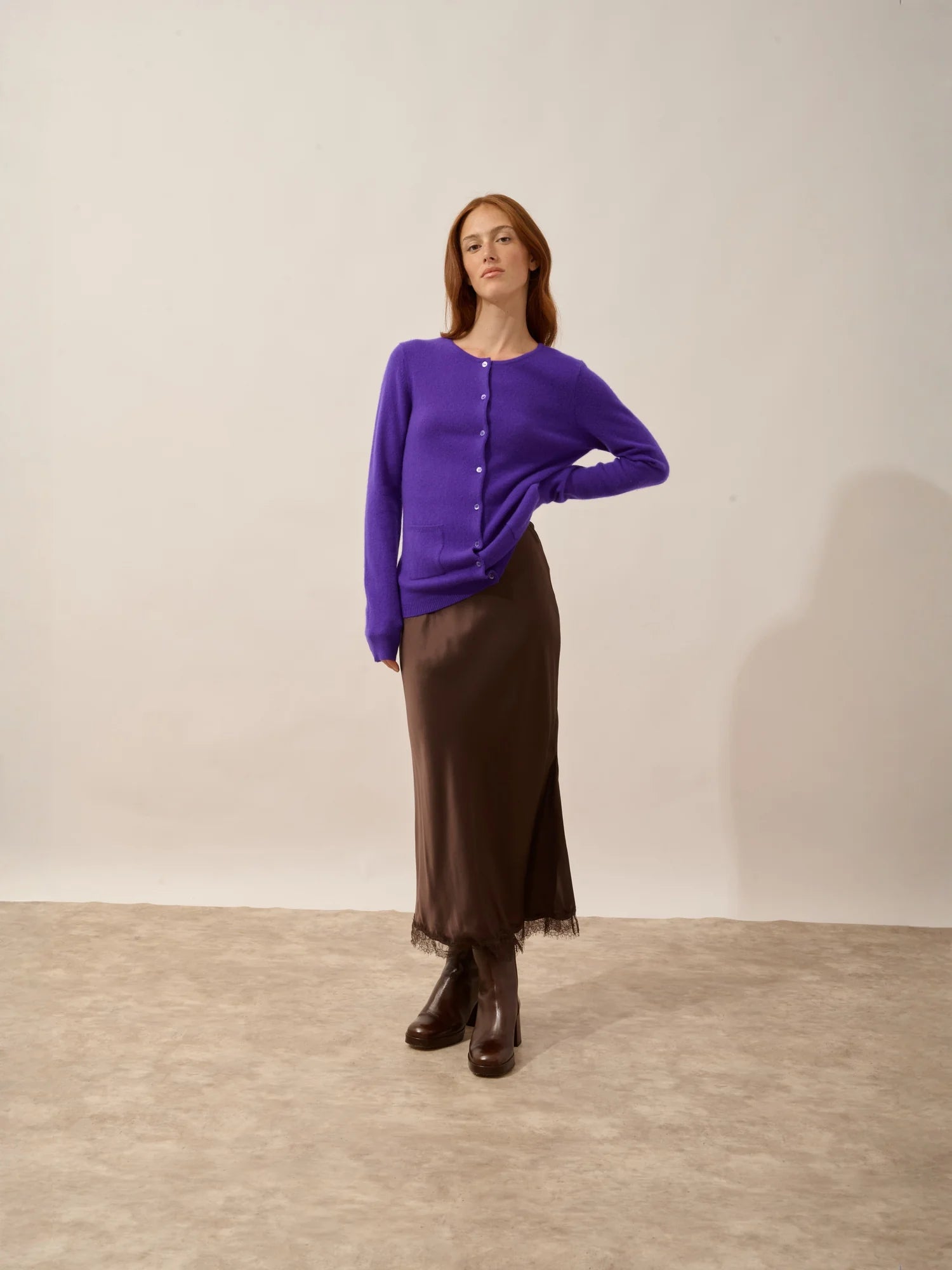 KATHARINE strickjacke rundhalsausschnitt gentiane