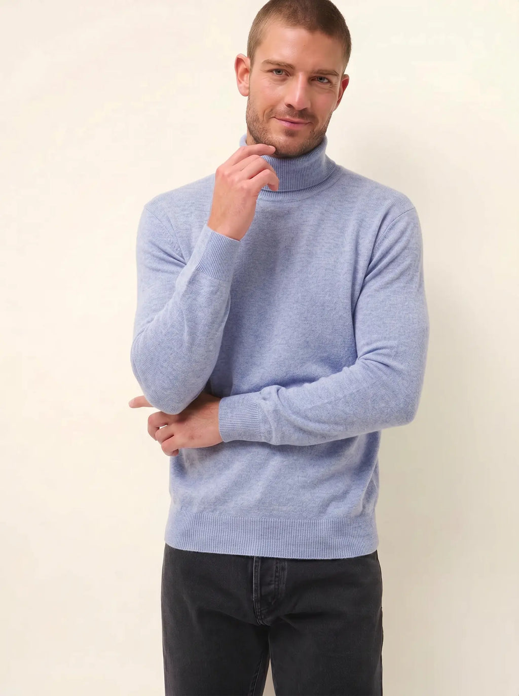 CONNOR pullover rollkragen blau dragée meliert