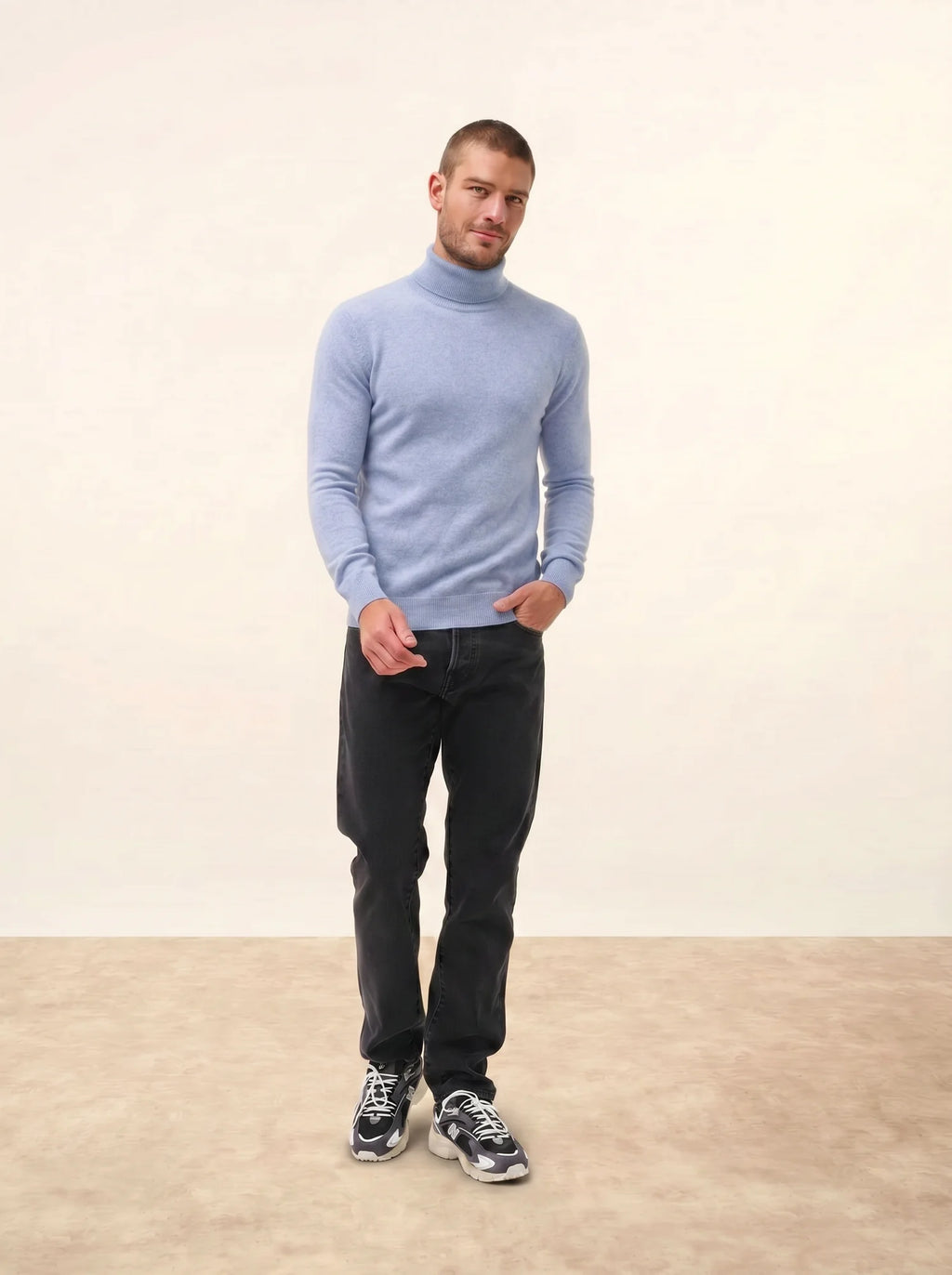 CONNOR pullover rollkragen blau dragée meliert
