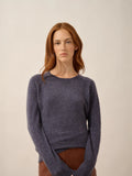 HELEN pullover rundhalsausschnitt violett grau meliert