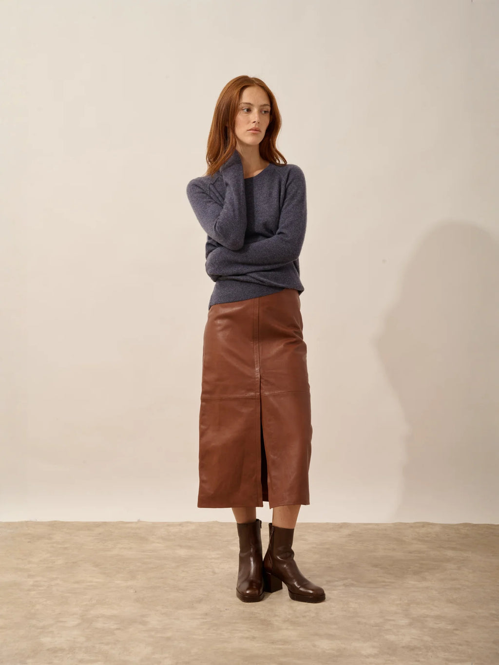 HELEN pullover rundhalsausschnitt violett grau meliert