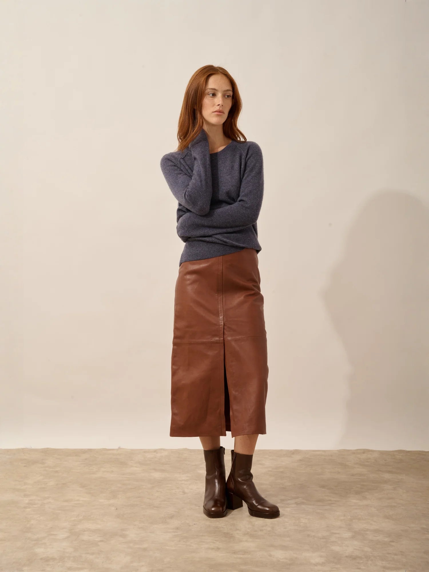 HELEN pullover rundhalsausschnitt violett grau meliert