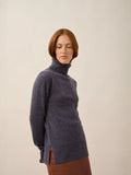 LEXIE pullover rollkragen violett grau meliert