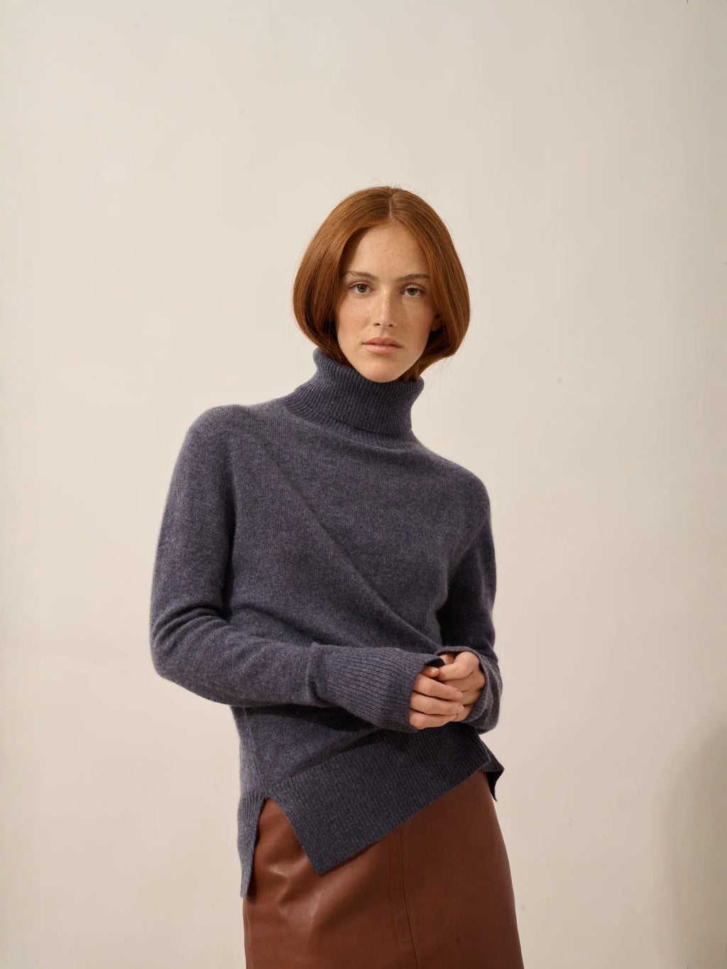 LEXIE pullover rollkragen violett grau meliert