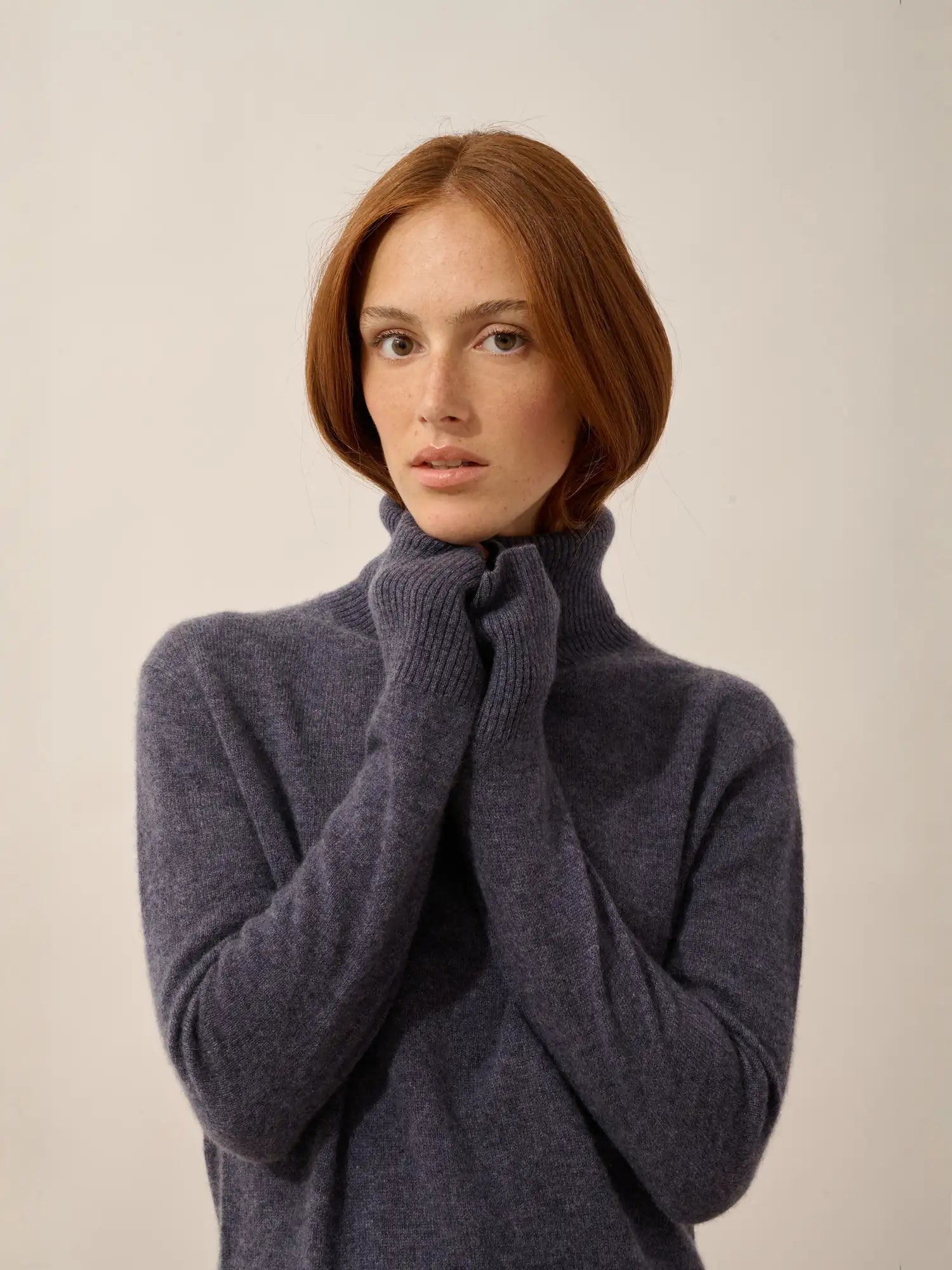 LEXIE pullover rollkragen violett grau meliert