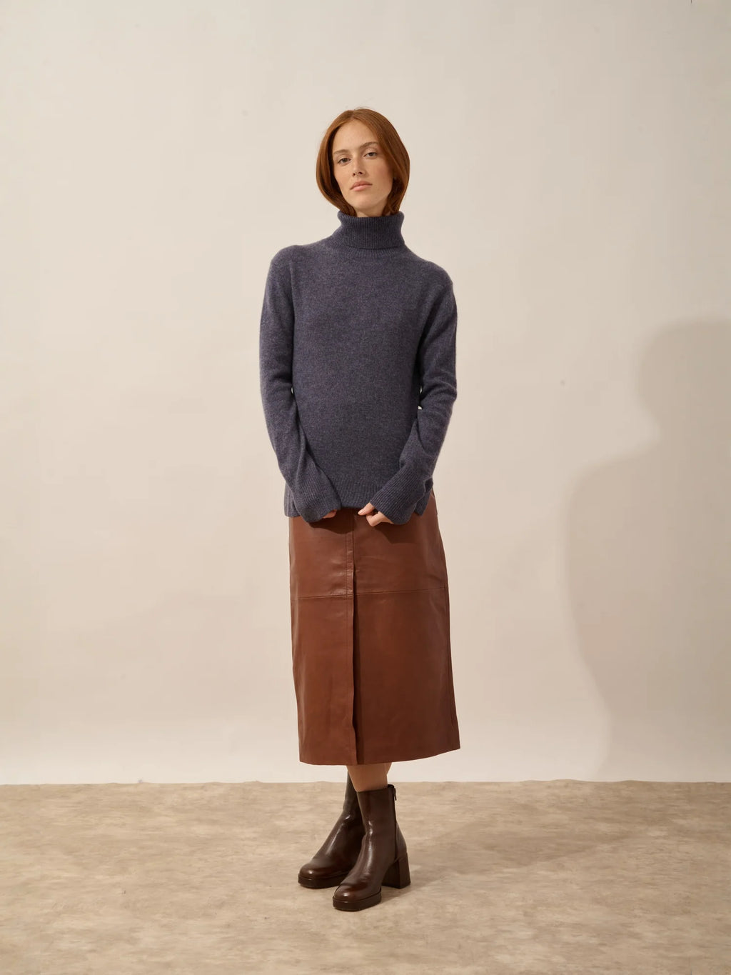 LEXIE pullover rollkragen violett grau meliert