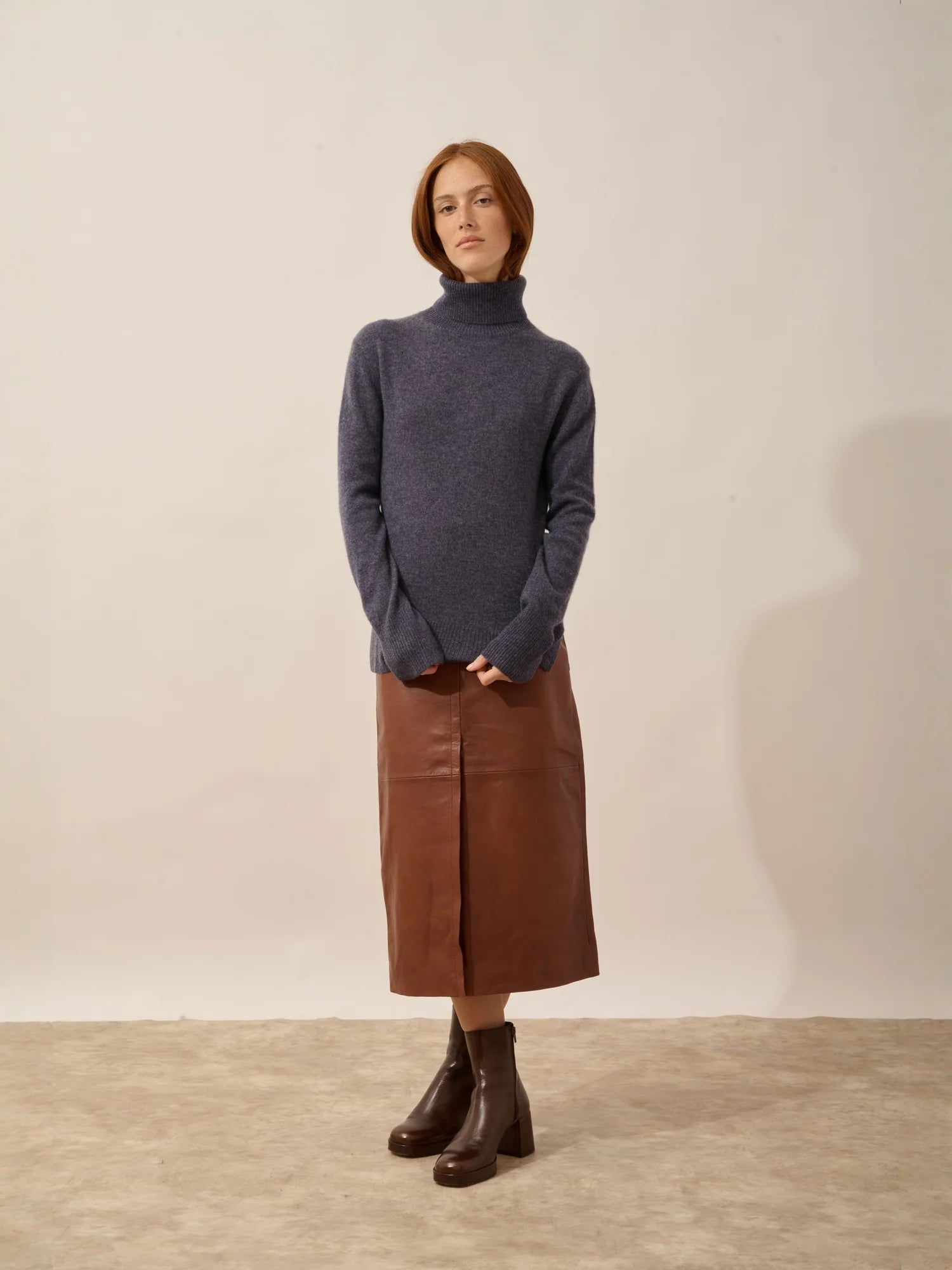 LEXIE pullover rollkragen violett grau meliert