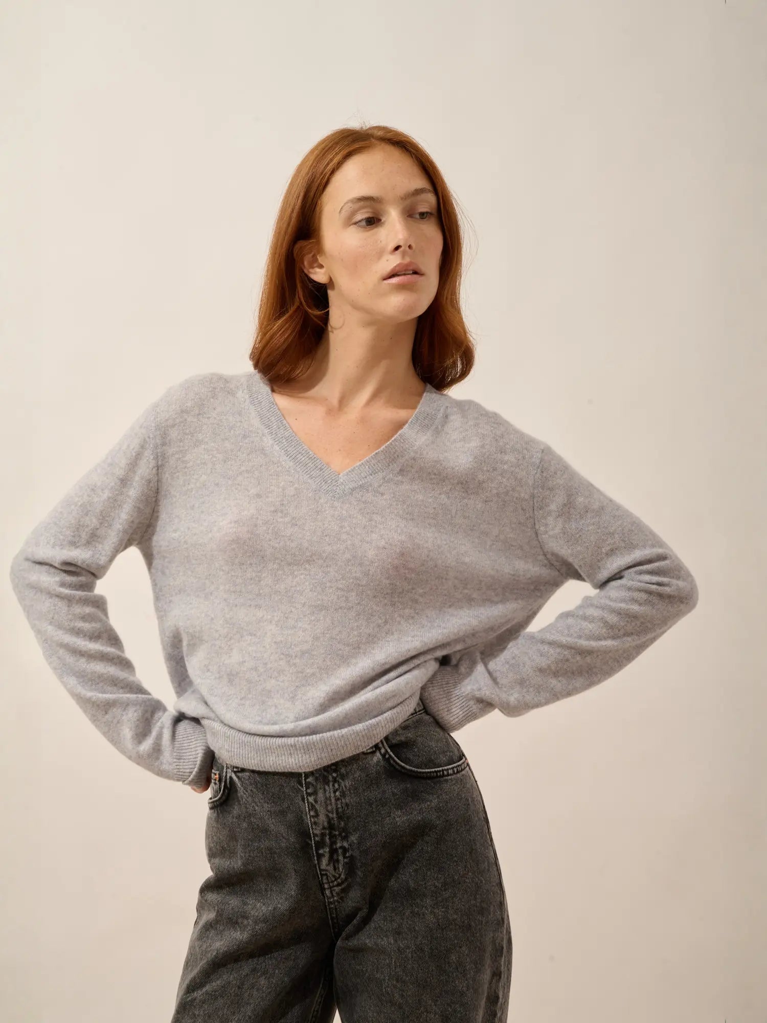 NORA pullover v-ausschnitt horizon meliert